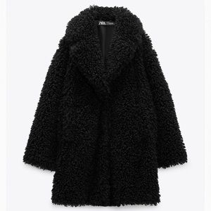 Zara Faux Fur Jacket Black
